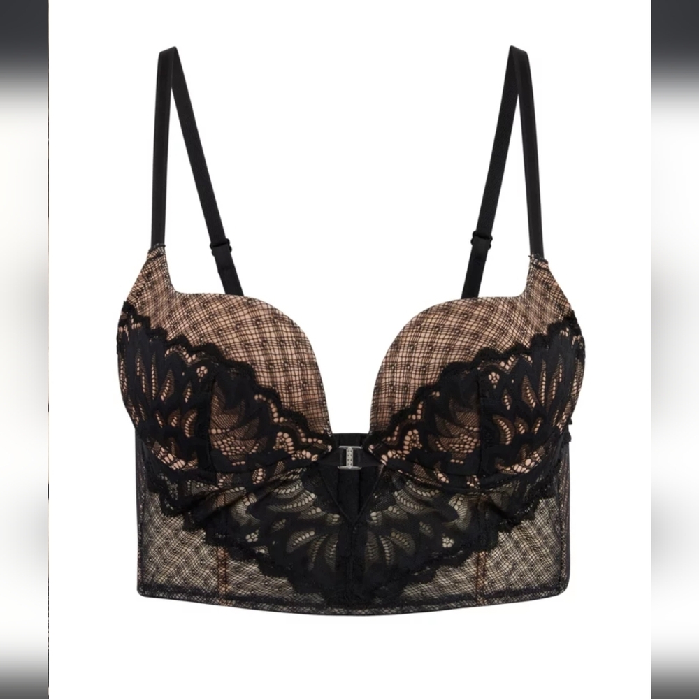 Adore Me Black and Tan Lace Bra Camilla Push Up